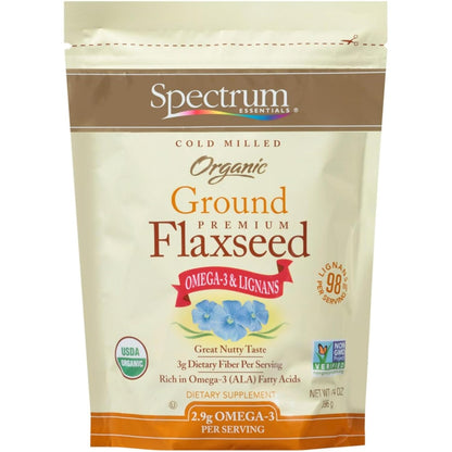 Organic ground flaxseed pantry staple by Spectrum Essentials