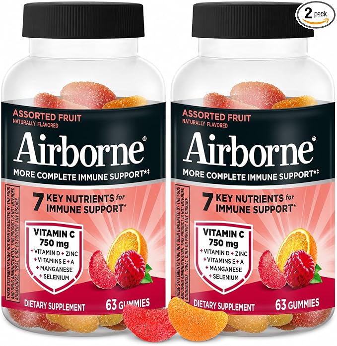Airborne Vitamin C Gummies for adults 2 bottle pack