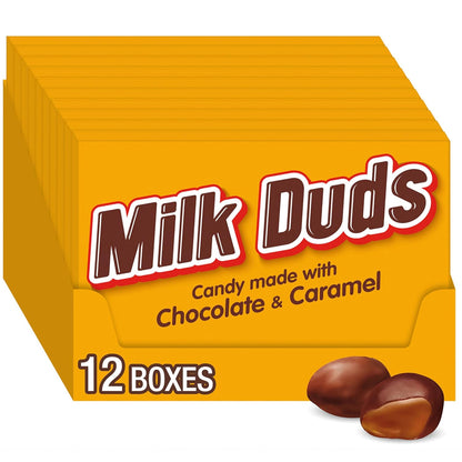 12 count MILK DUDS caramel candy box pack