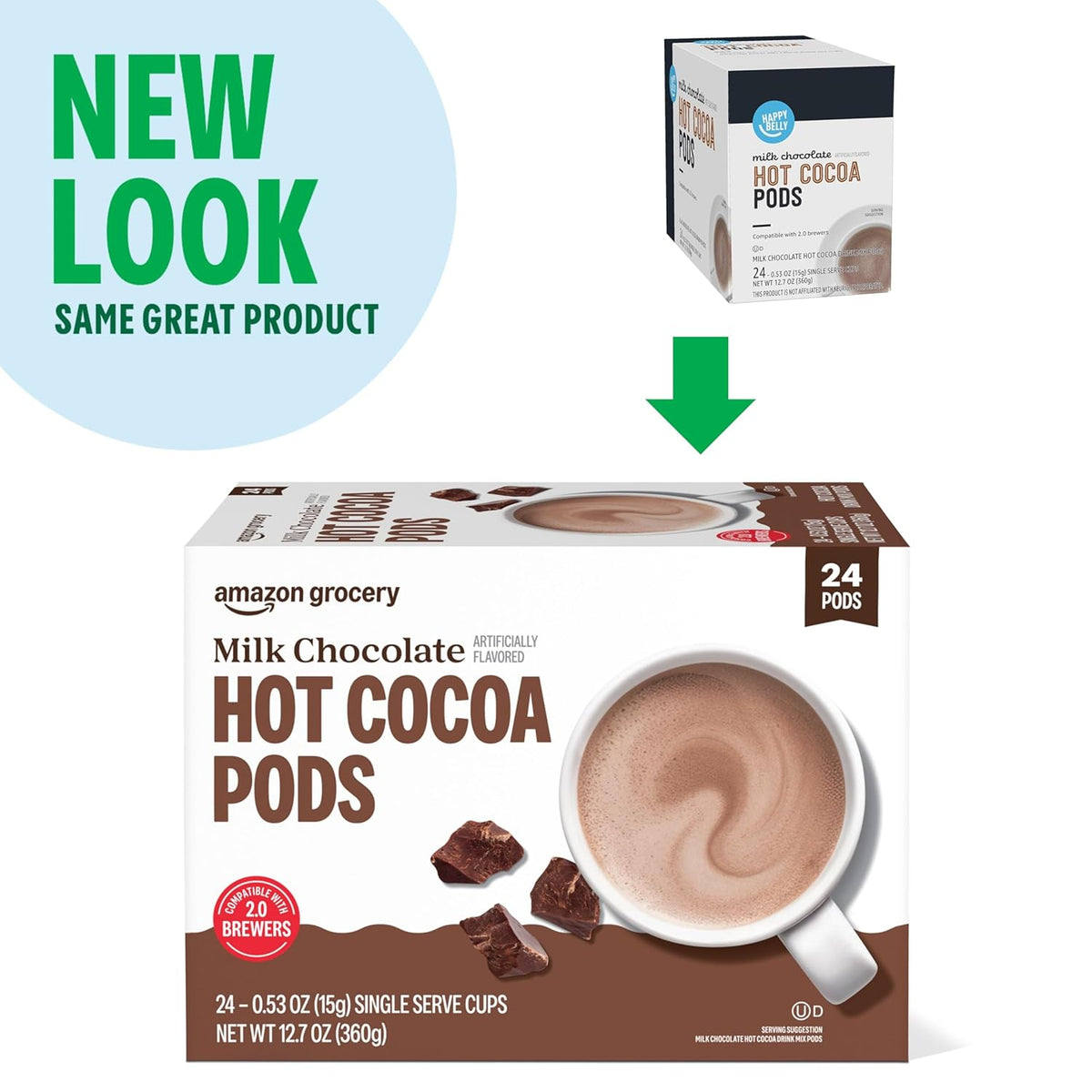 Amazon Grocery milk chocolate cocoa pod packaging