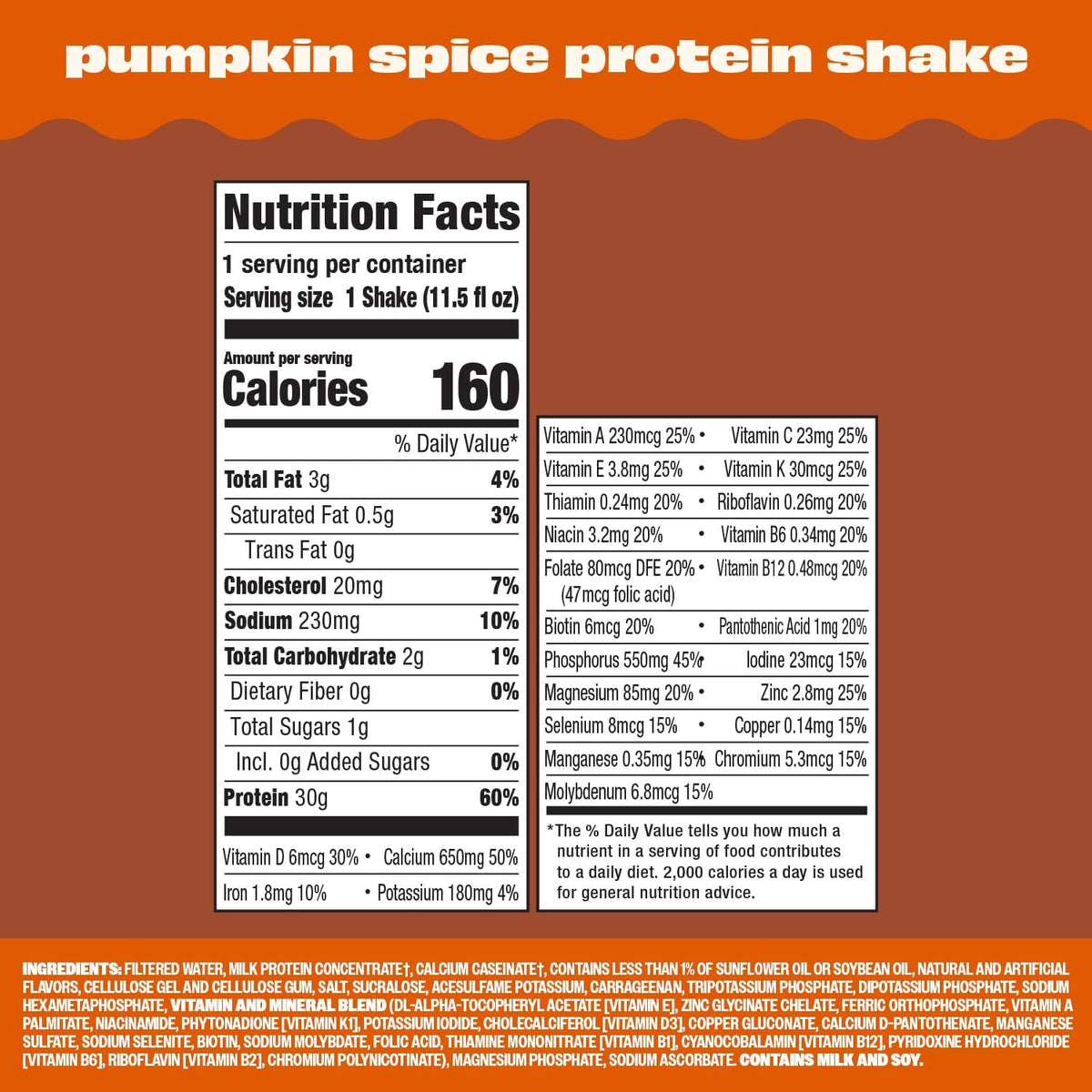 Ready to drink Premier Protein Pumpkin Spice shake pack