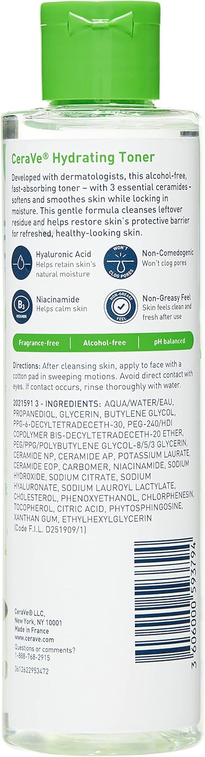 CeraVe hydrating toner with hyaluronic acid and niacinamide