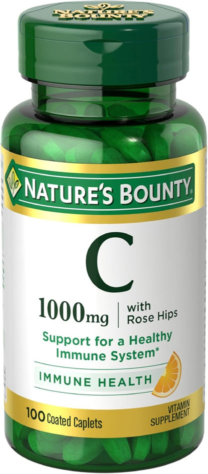 Nature's Bounty Vitamin C plus Rose Hips supplement front label