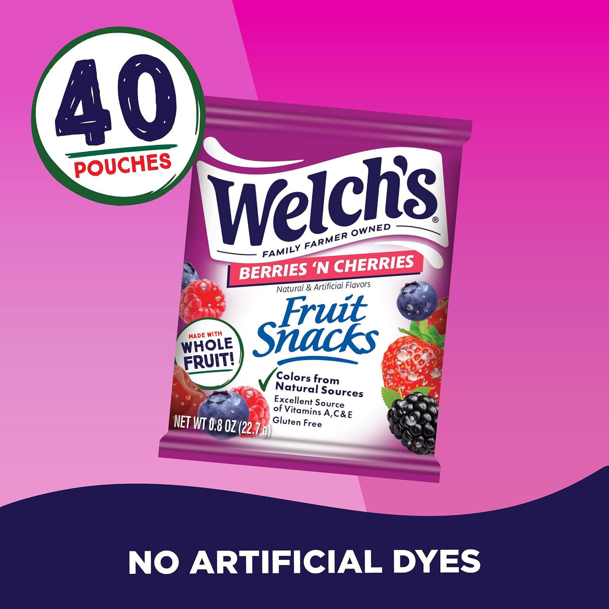 Welch's 0.8 oz fruit snack pouches for lunchboxes