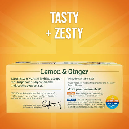 Lemon and ginger caffeine free herbal tea pack
