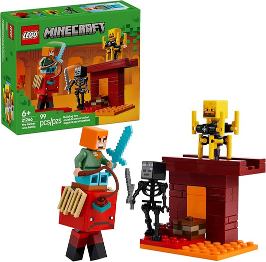 LEGO Minecraft Nether Lava Battle building toy set with Alex and mobs