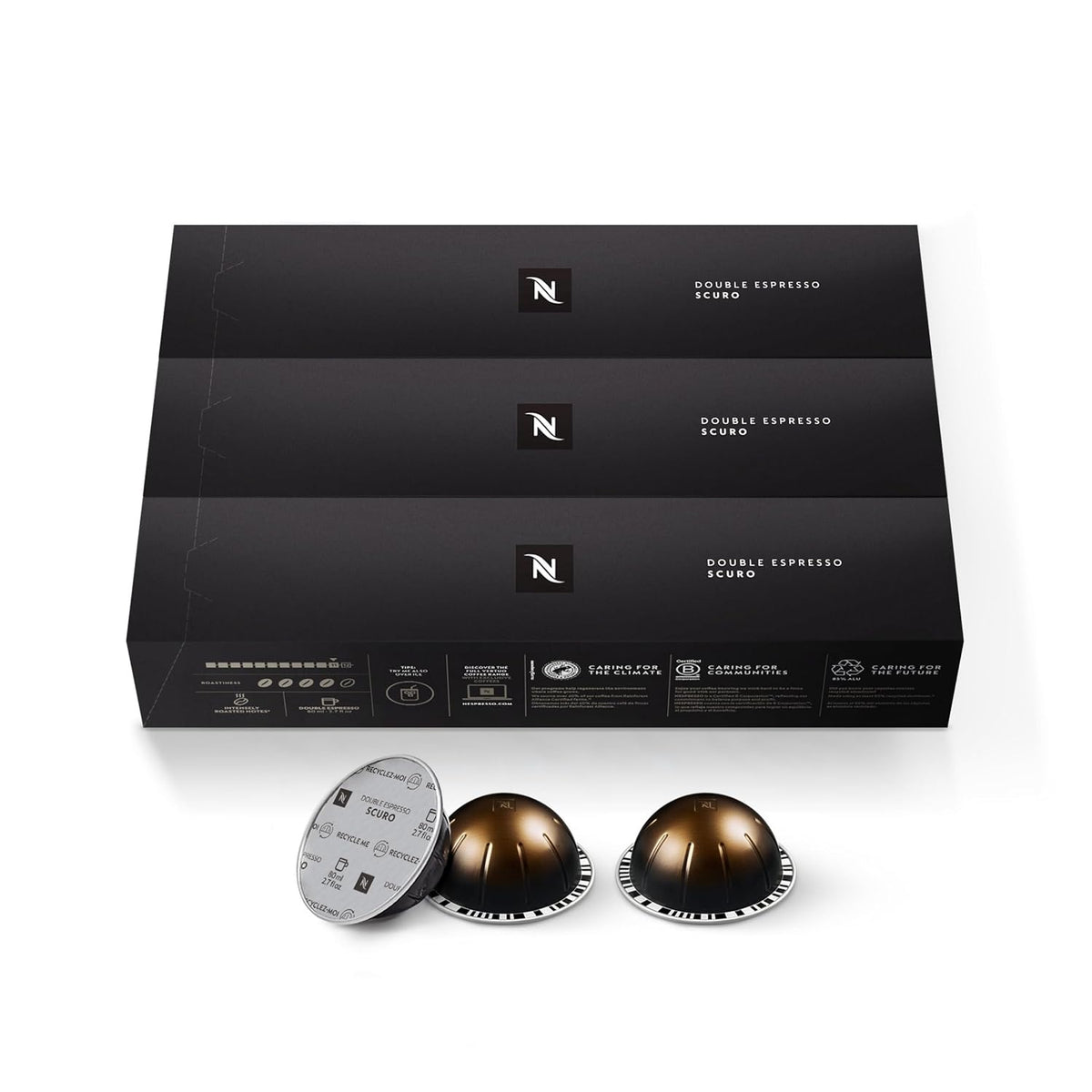Dark roast Nespresso Vertuo coffee capsules