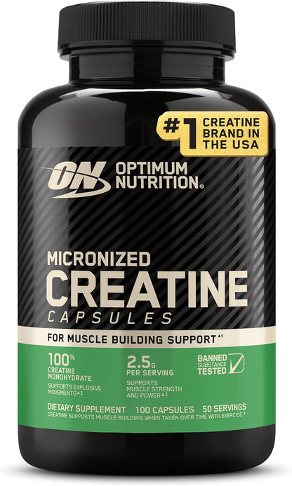 Optimum Nutrition creatine monohydrate capsules supplement front label