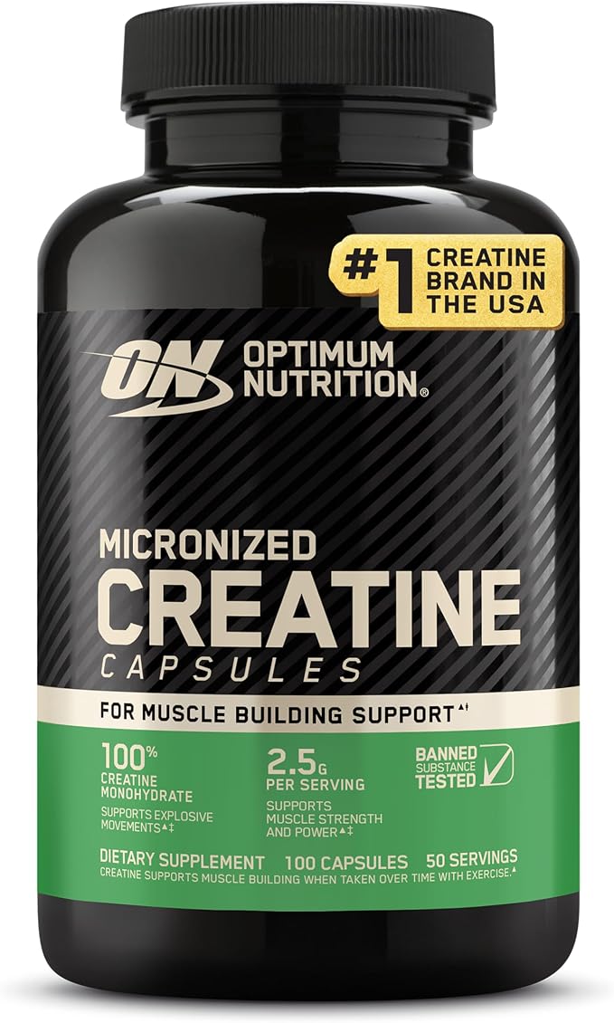 Optimum Nutrition Micronized Creatine Monohydrate Capsules 100 count bottle