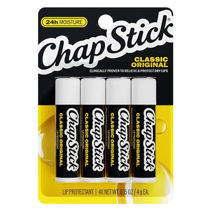 ChapStick Classic Original lip balm sticks, 4-pack