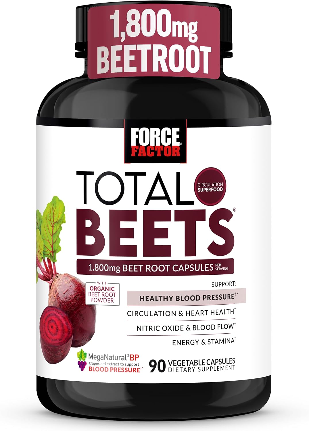 Force Factor Total Beets 1800mg supplement front label