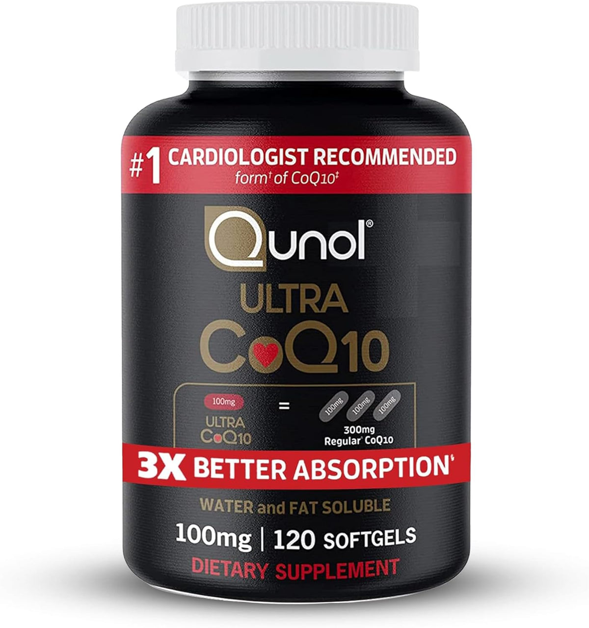 Qunol Ultra CoQ10 antioxidant supplement front label