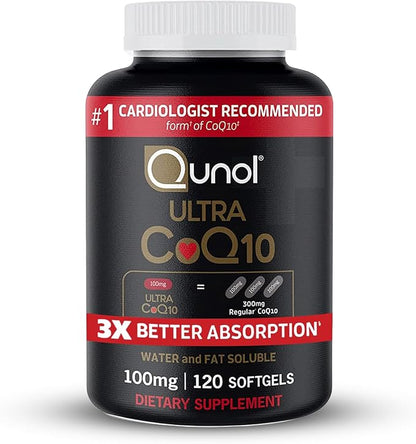 Qunol Ultra CoQ10 100mg 120 softgels bottle