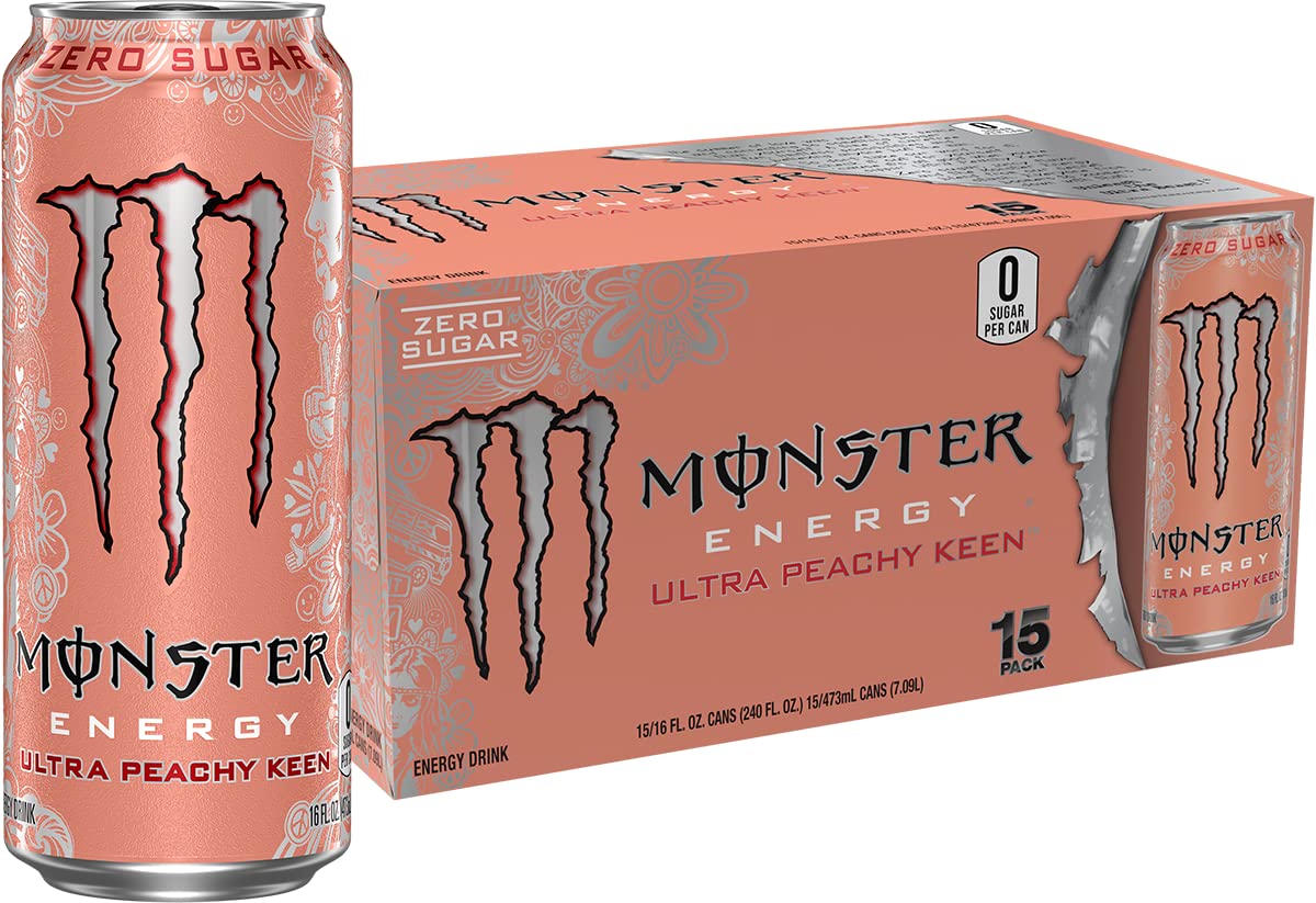 Sugar free peach Monster Energy drink 16 oz