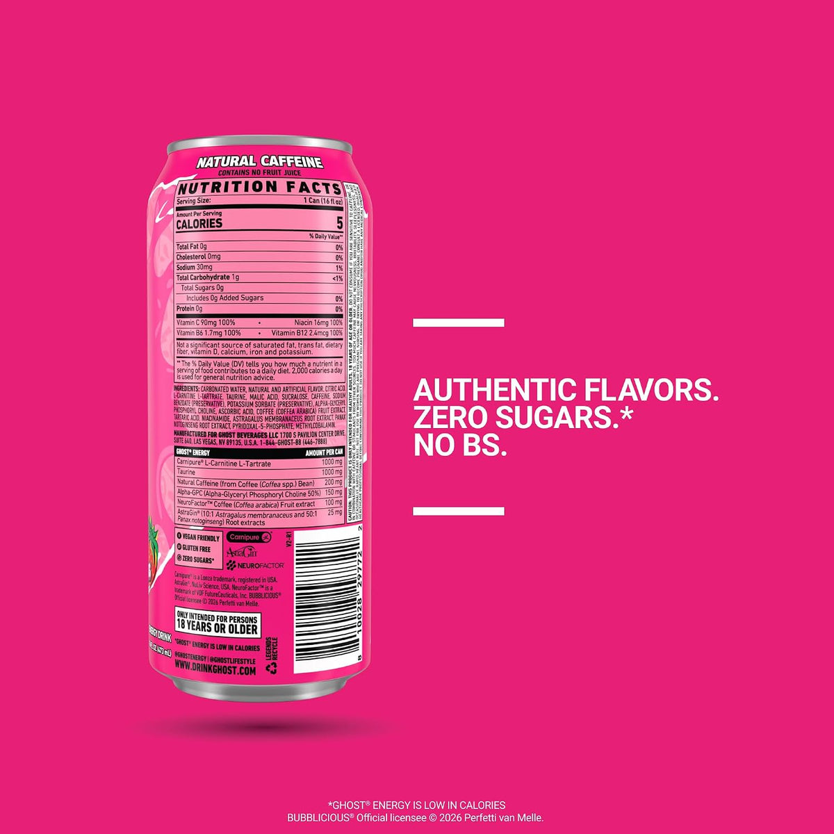 GHOST Bubblicious Strawberry Splash 16 oz cans