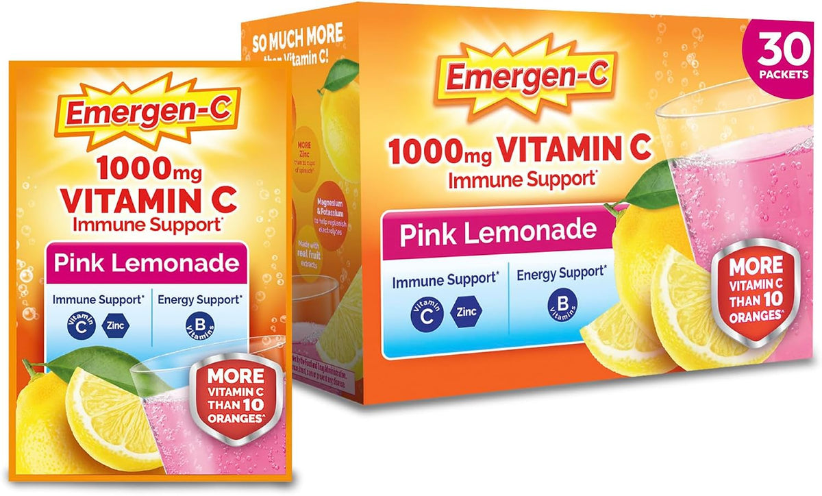 Emergen-C immune support powder pink lemonade box