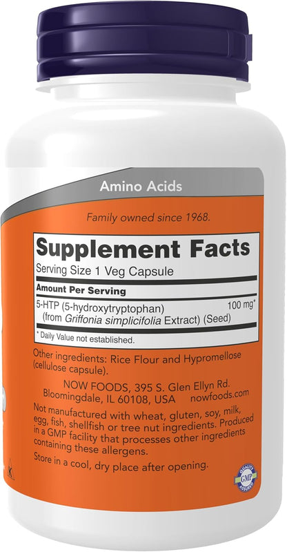 NOW Supplements 5-hydroxytryptophan 100 mg capsules