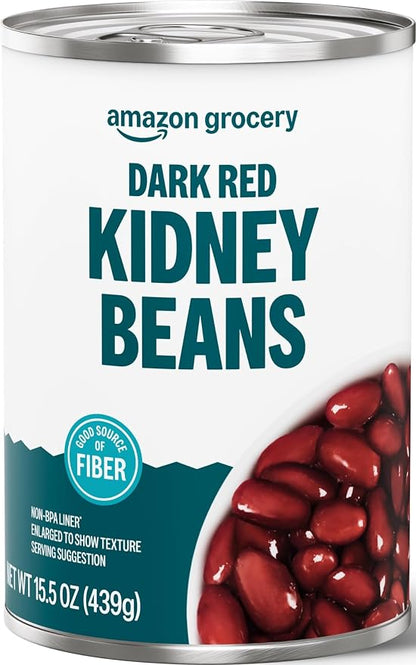 Amazon Grocery canned dark red kidney beans, 15.5 oz
