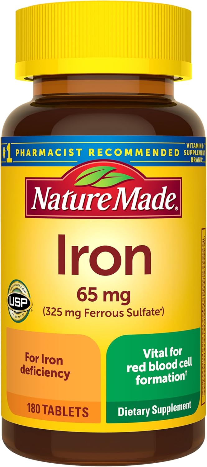 Nature Made ferrous sulfate iron supplement label