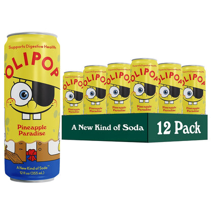 OLIPOP 6g fiber soda Pineapple Paradise packaging