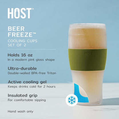 Olive frozen beer mugs for outdoor entertaining