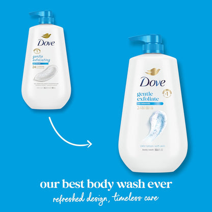 Creamy Dove shower cleanser with gentle exfoliating beads