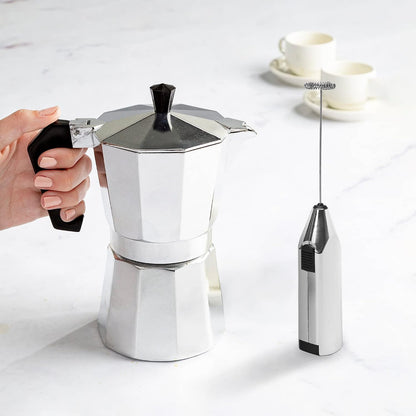 Handheld electric milk frother included in set