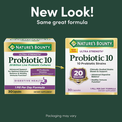 Daily probiotic supplement with 10 strains and 20B CFUs