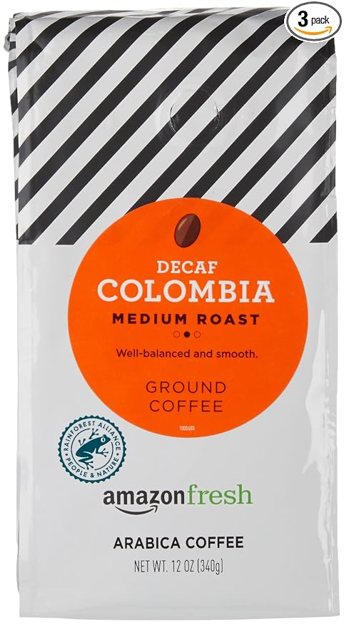 Amazon Fresh decaf Colombia ground coffee medium roast