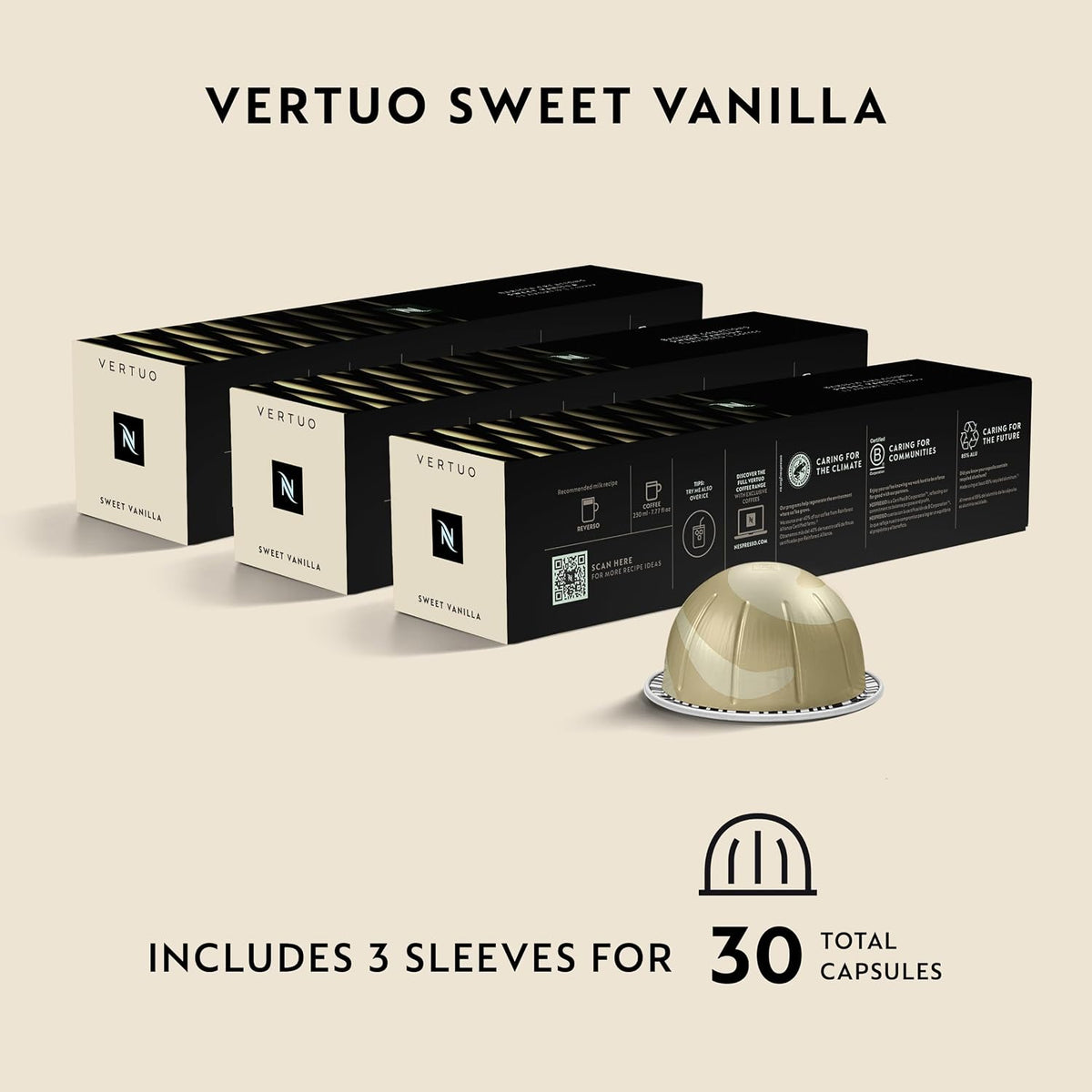 30-count Nespresso Vertuo Sweet Vanilla coffee capsules