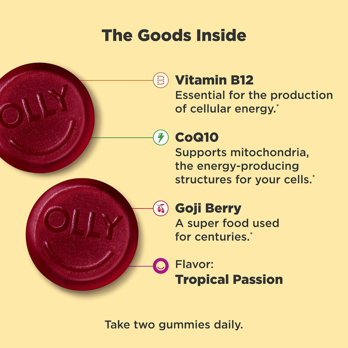 OLLY Daily Energy gummies with goji berry
