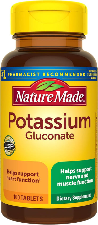 Nature Made potassium supplement tablets 100 count front label