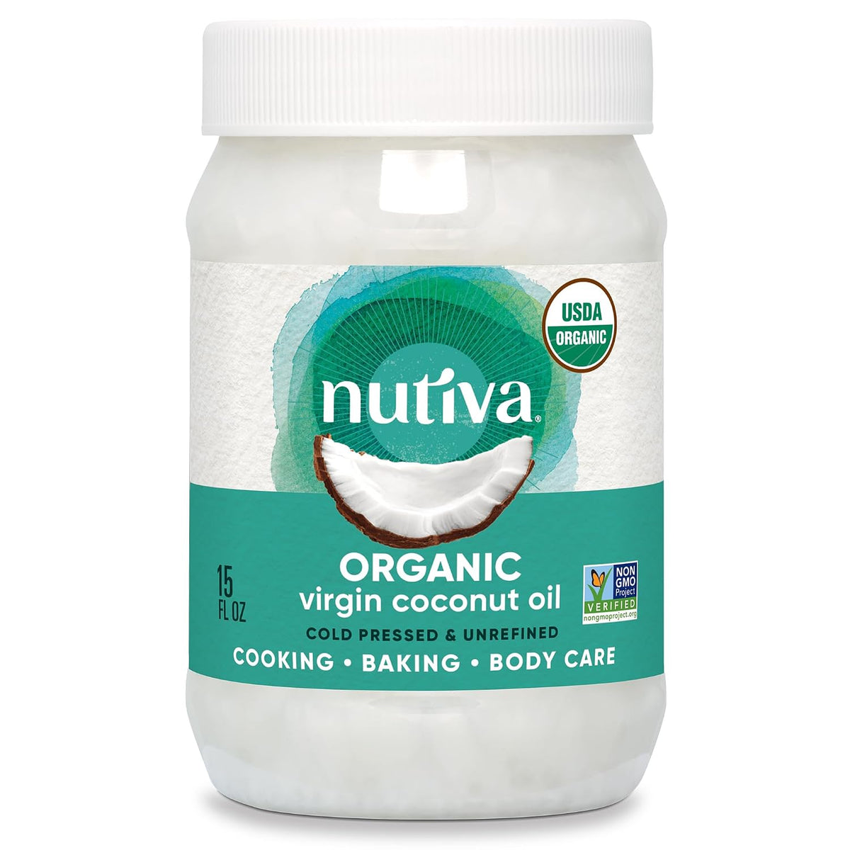 Cold pressed unrefined coconut oil by Nutiva