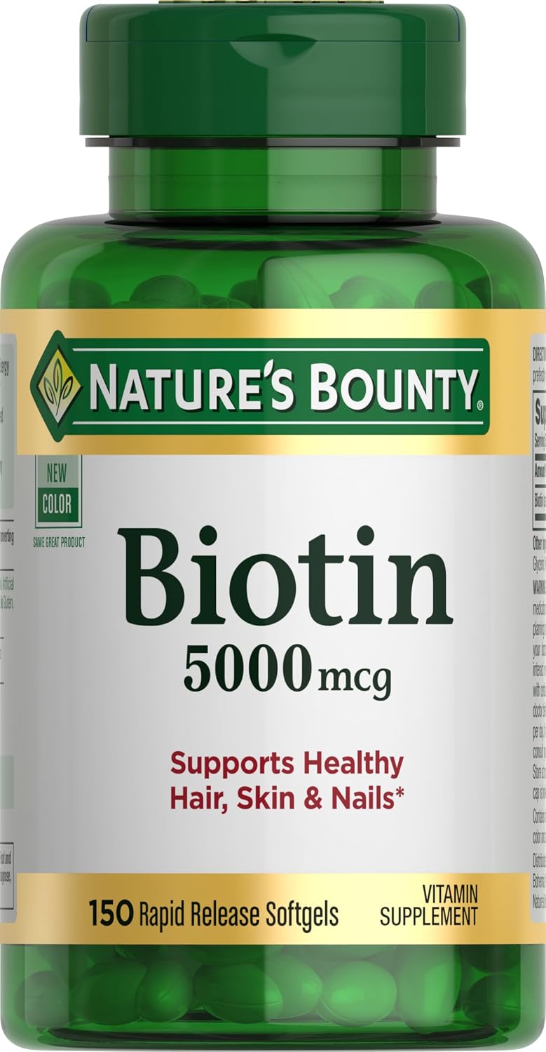 Nature's Bounty biotin supplement softgels front label