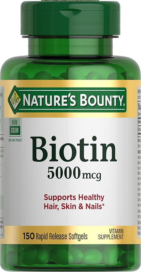 Nature's Bounty Biotin 5000 mcg 150 softgels bottle