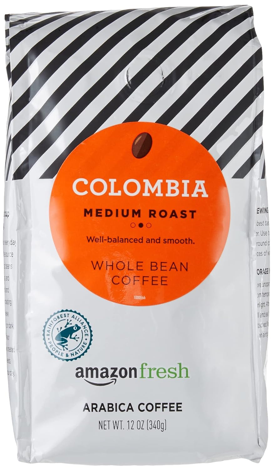 12 ounce Amazon Fresh whole bean coffee package