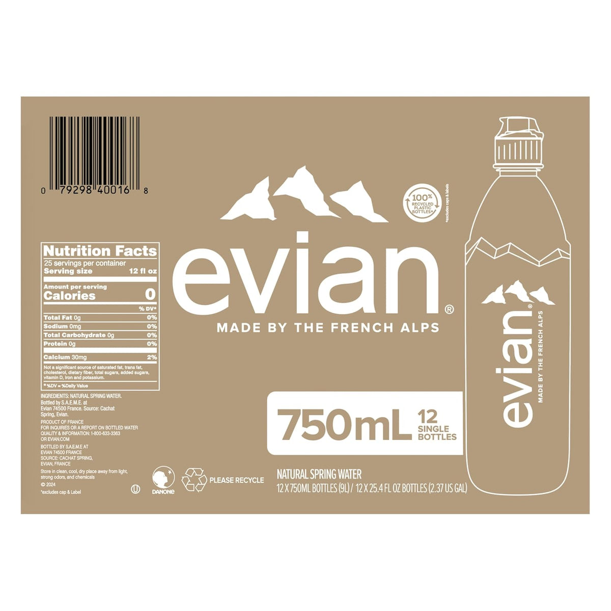 750 ml evian still water bottle for on the go hydration