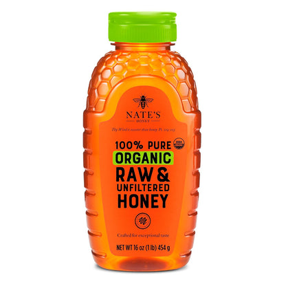 Organic raw honey squeeze bottle by Nate's