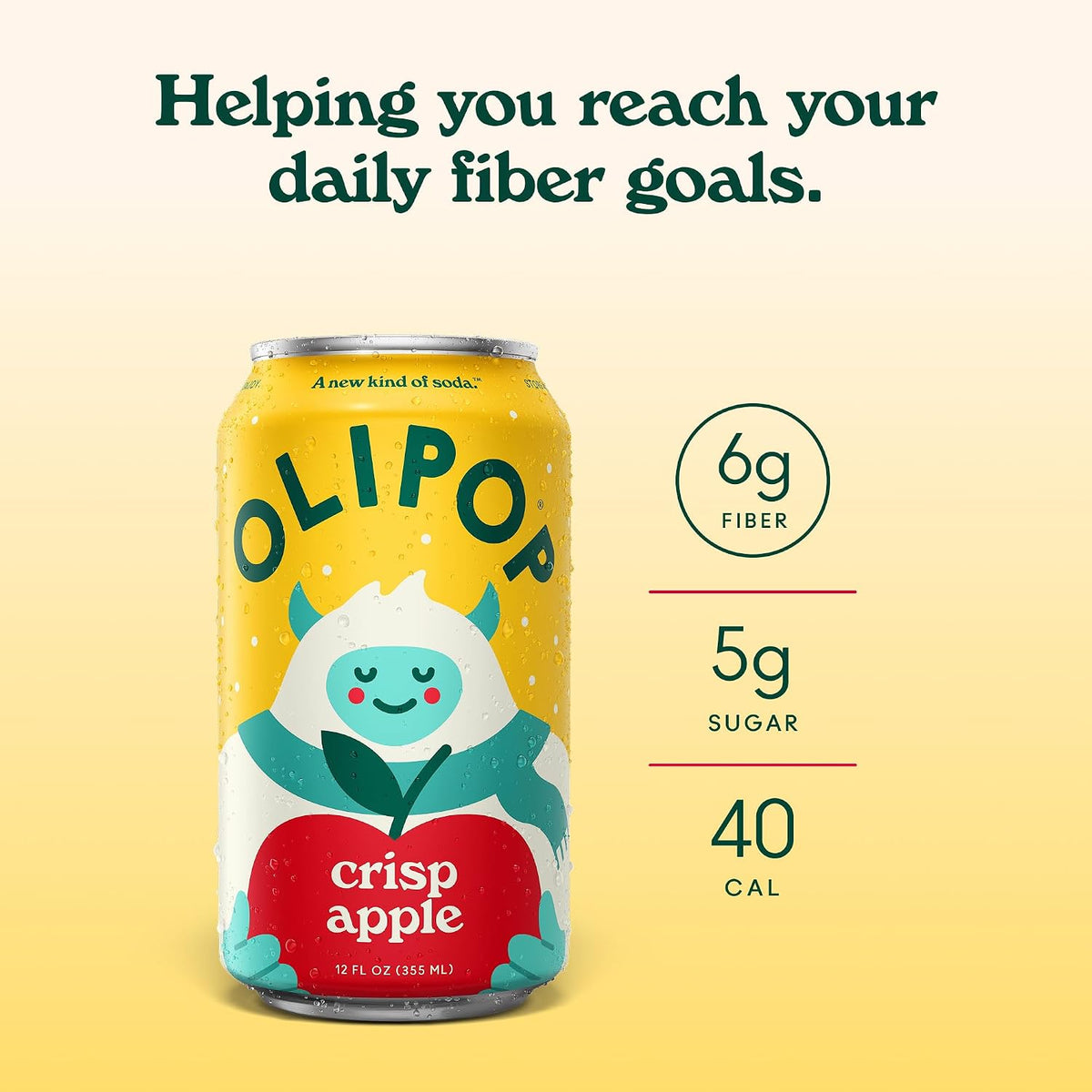 OLIPOP Crisp Apple soft drink 12 count