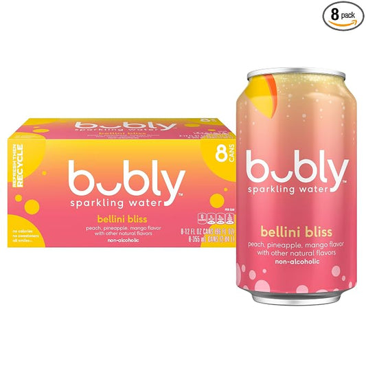 Bubly Bellini Bliss sparkling water 8 pack cans