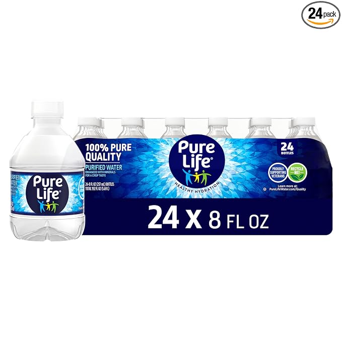 Pure Life purified bottled water 24 pack mini bottles