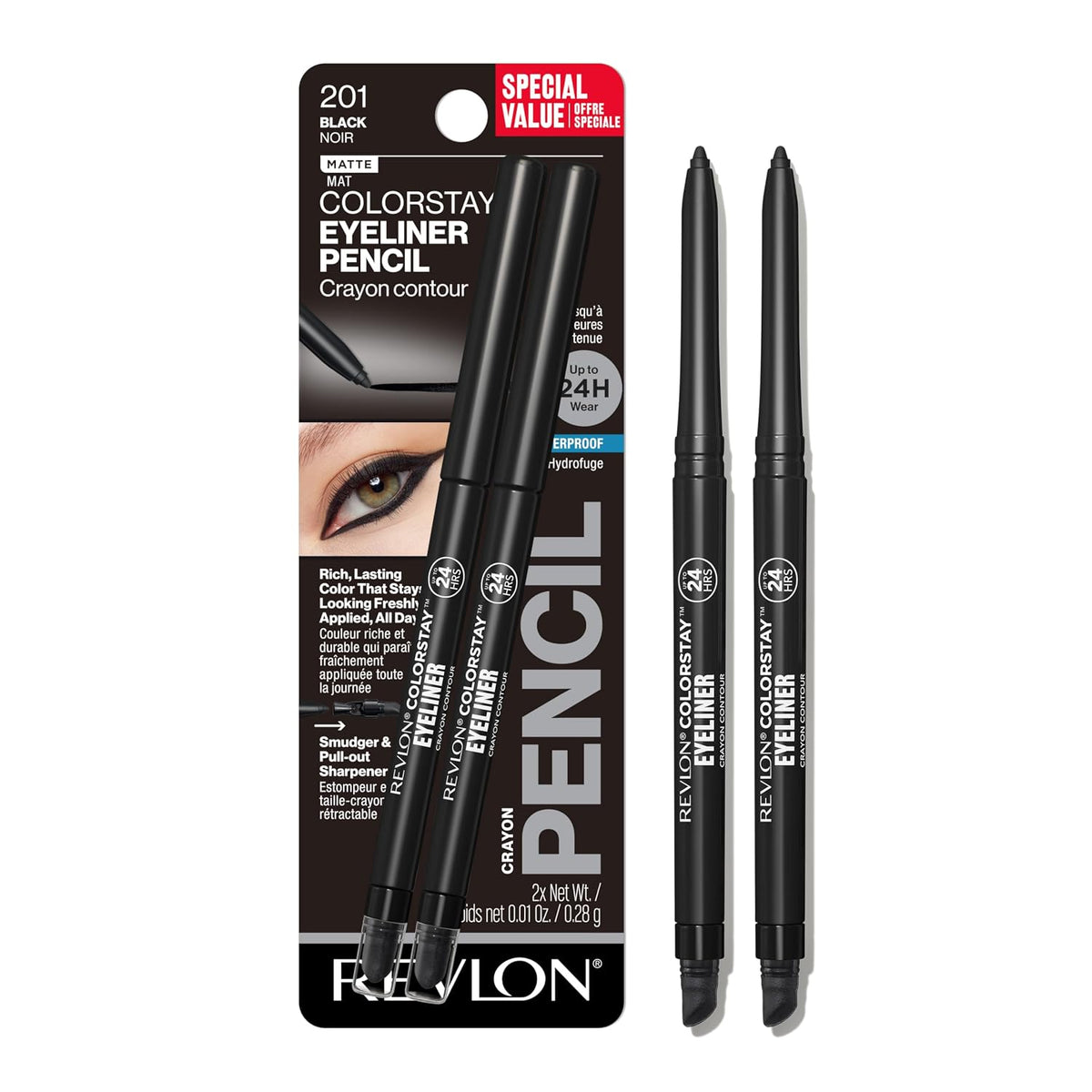 Revlon black waterproof pencil eyeliner packaging