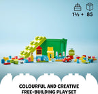 Open LEGO DUPLO brick box with 85 pieces