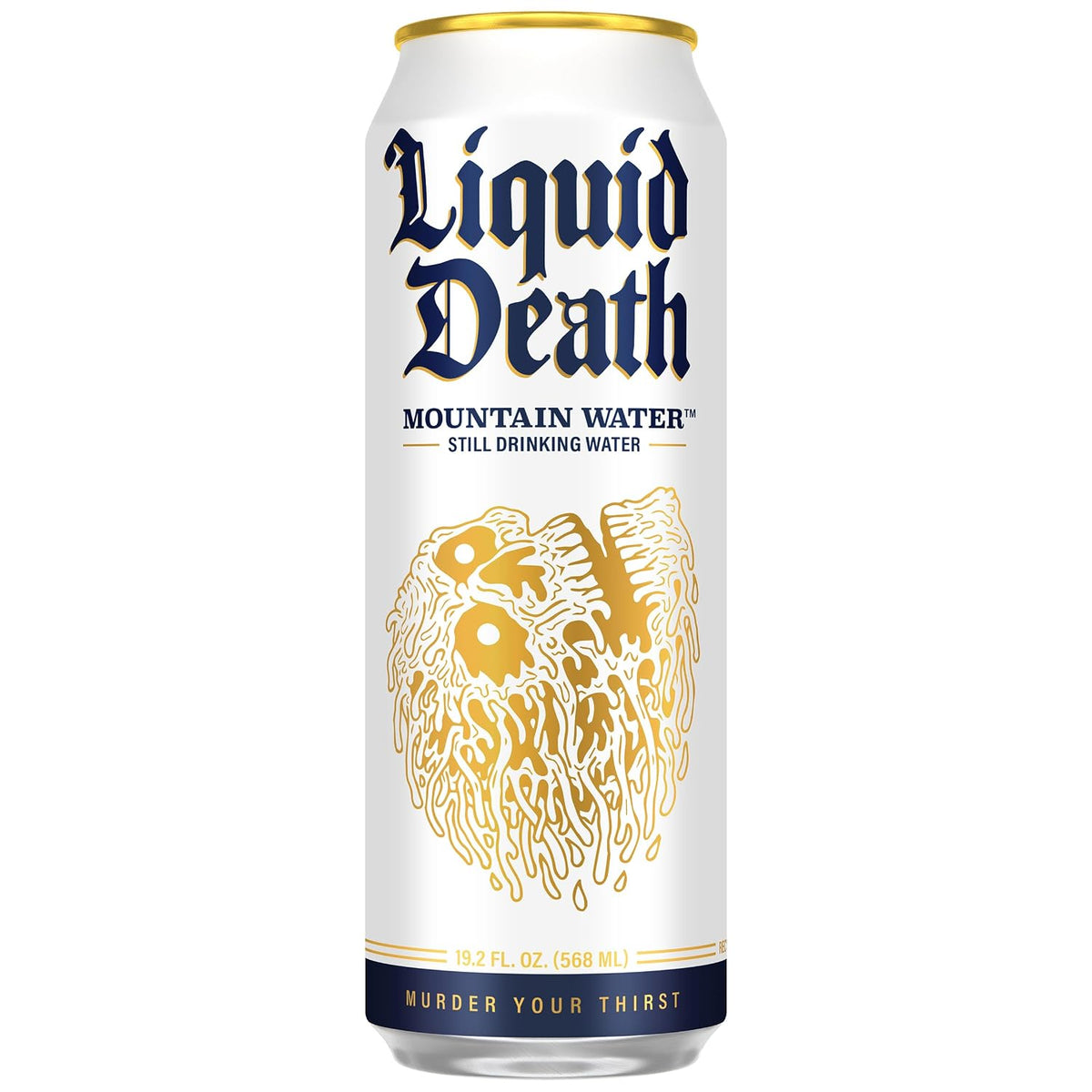 Recyclable cans of Liquid Death mountain water