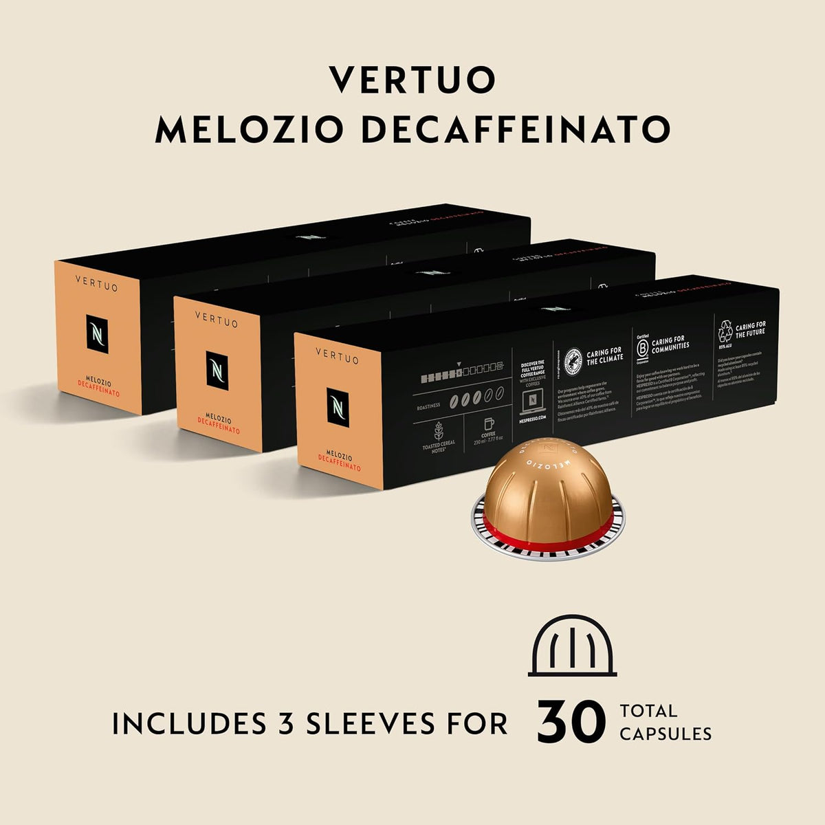 Melozio Decaf Arabica coffee pods by Nespresso