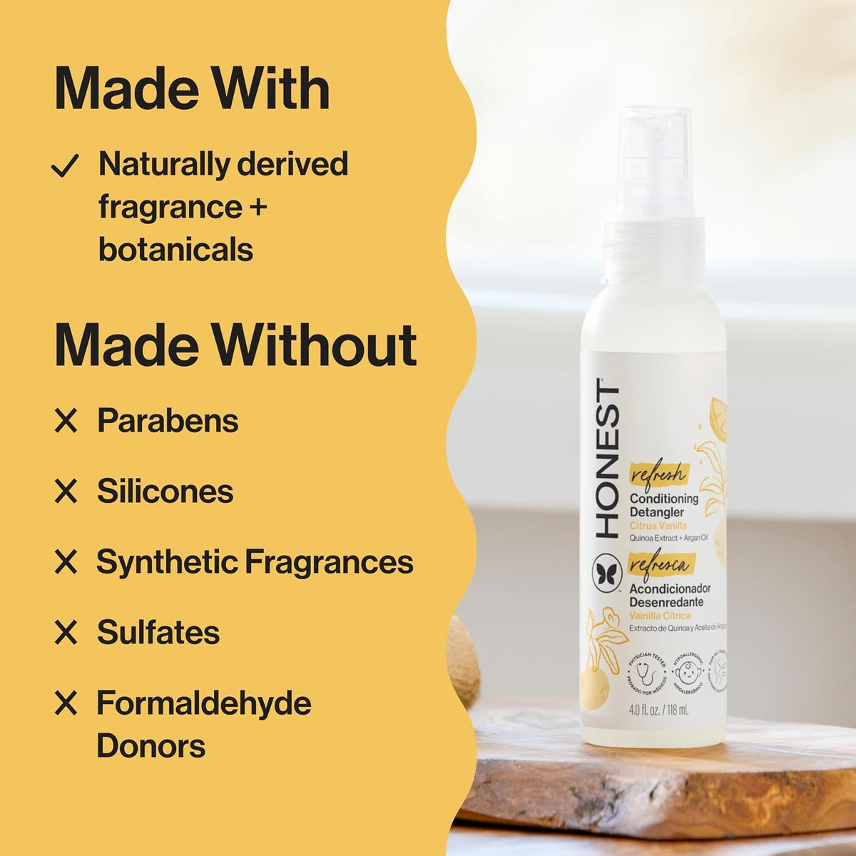 Compact 4 fl oz detangler spray for on-the-go hair care