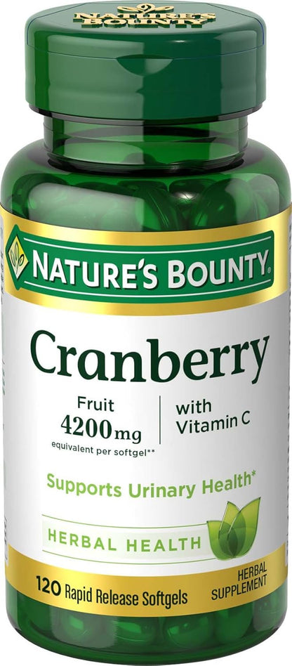 Nature's Bounty Cranberry 4200 mg supplement front label