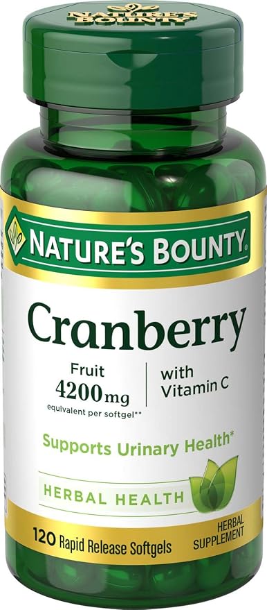 Nature's Bounty Cranberry Pills 120 softgels bottle