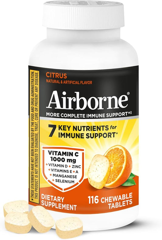 Airborne Citrus Chewable Tablets 116 count bottle