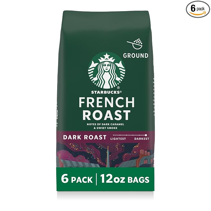 Starbucks French Roast ground coffee six 12 oz bags